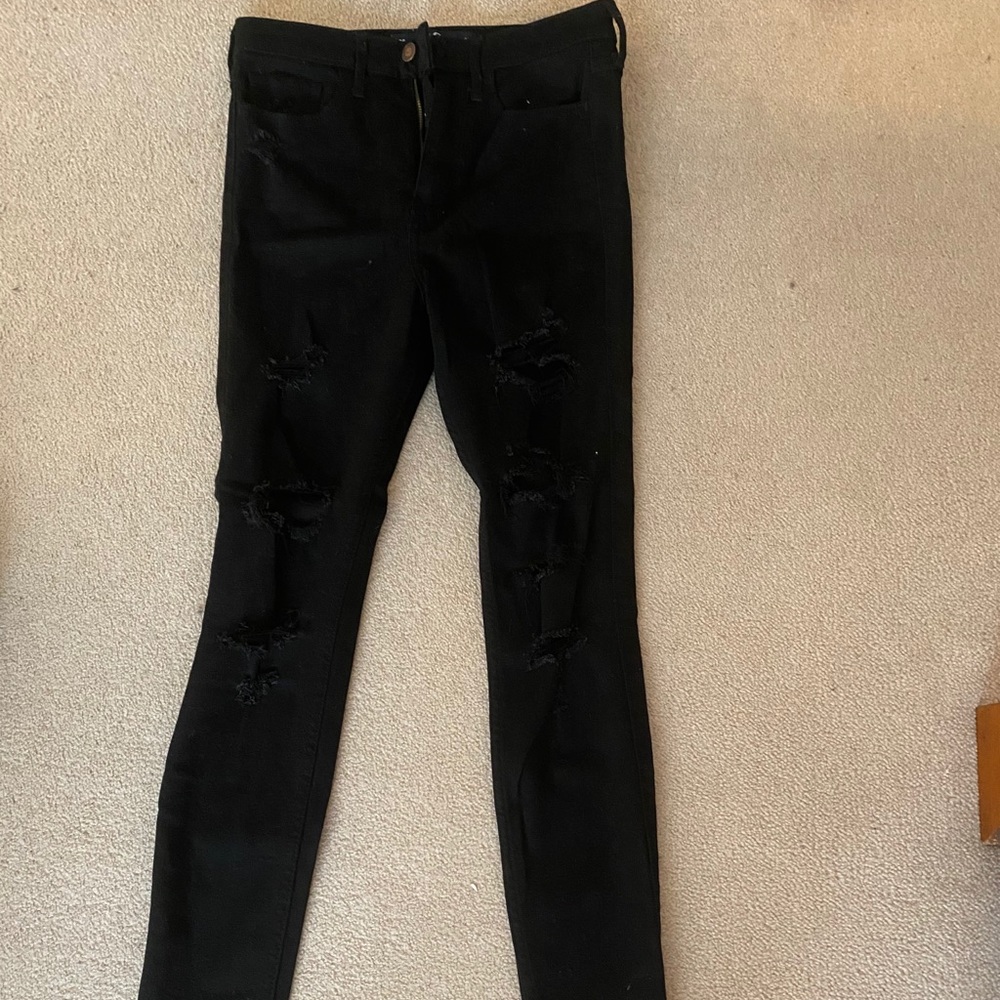 Hollister high waisted distressed jeans.